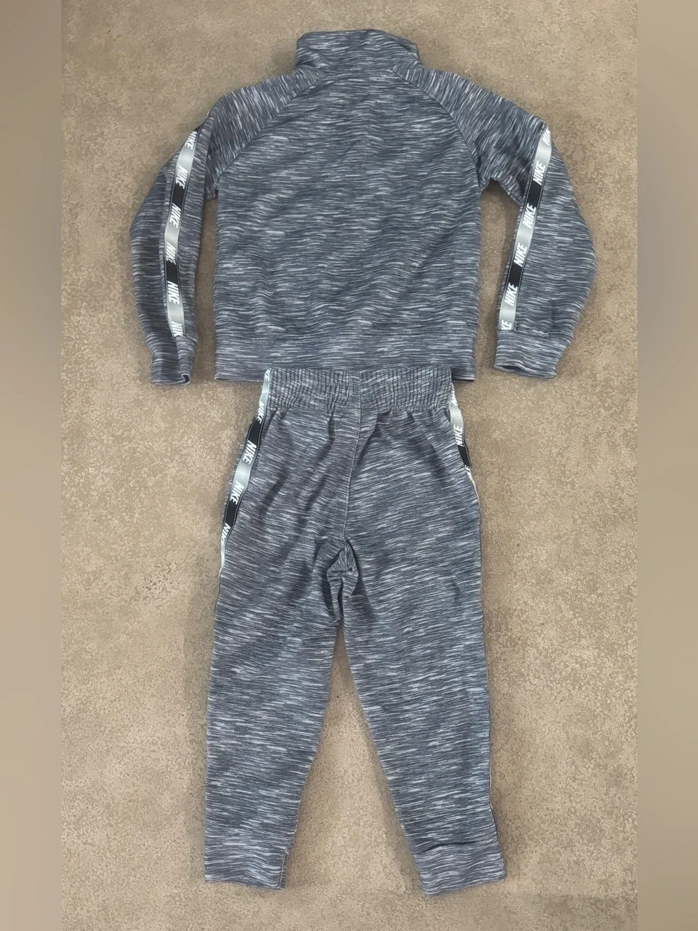 Nike Toddler 2T Gray Marled Track Suit Set Jacket Jogger Pants Logo Tape - Picture 2 of 7